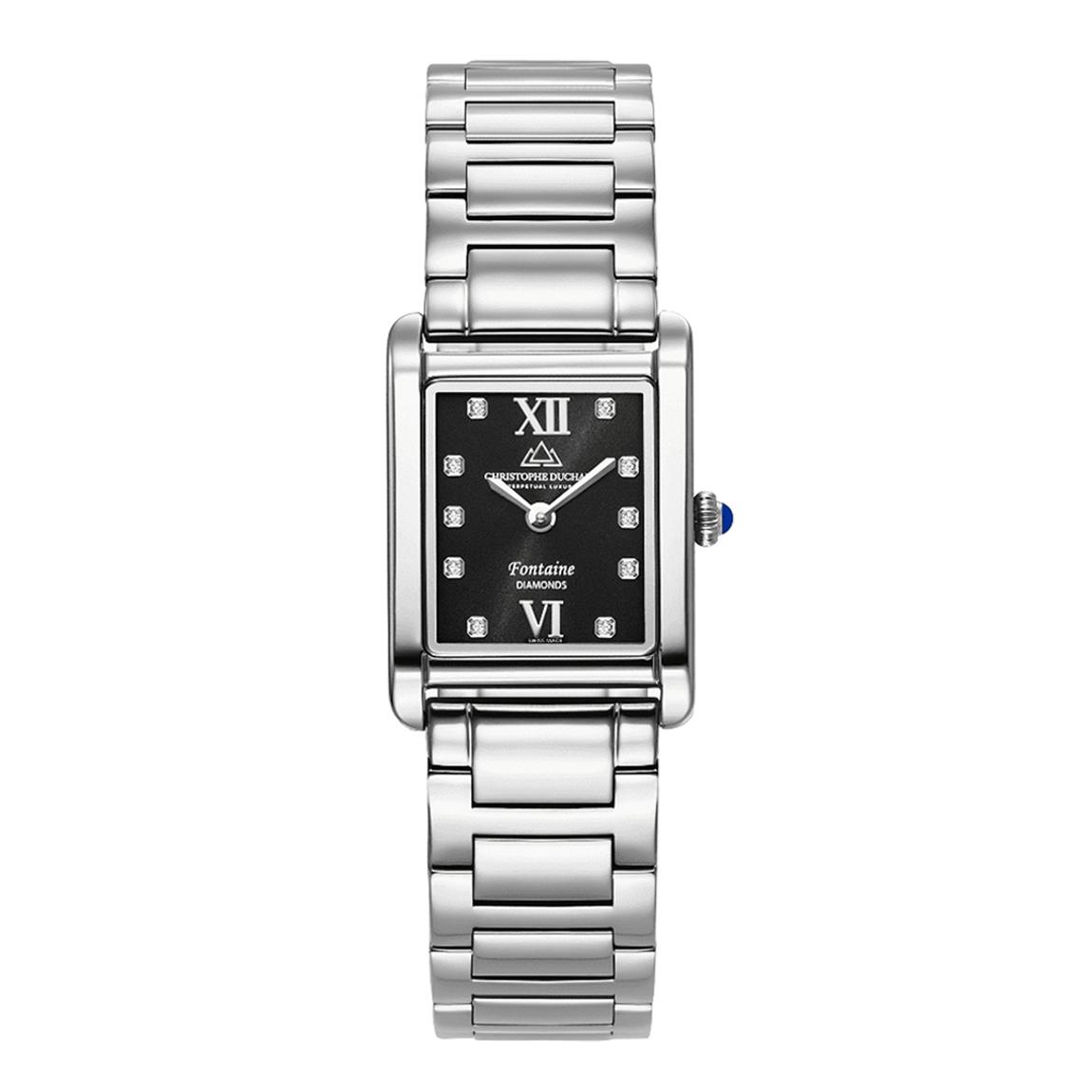 Women's Silver & Black Fontaine Watch main product photo
