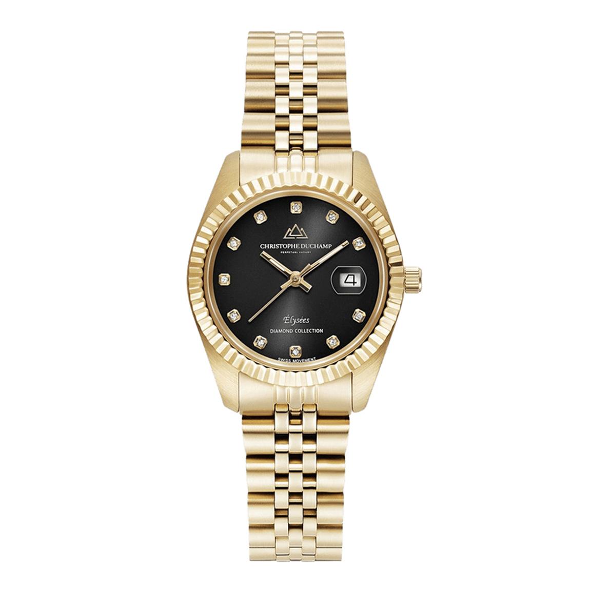 Women's Gold & Black Elysees Watch main product photo