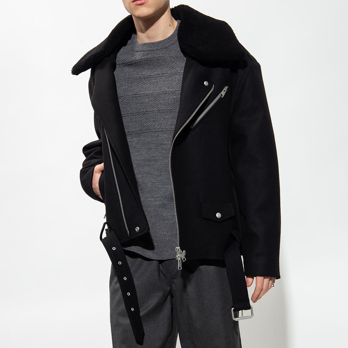 Black Mard Wool Blend Biker Jacket main product photo