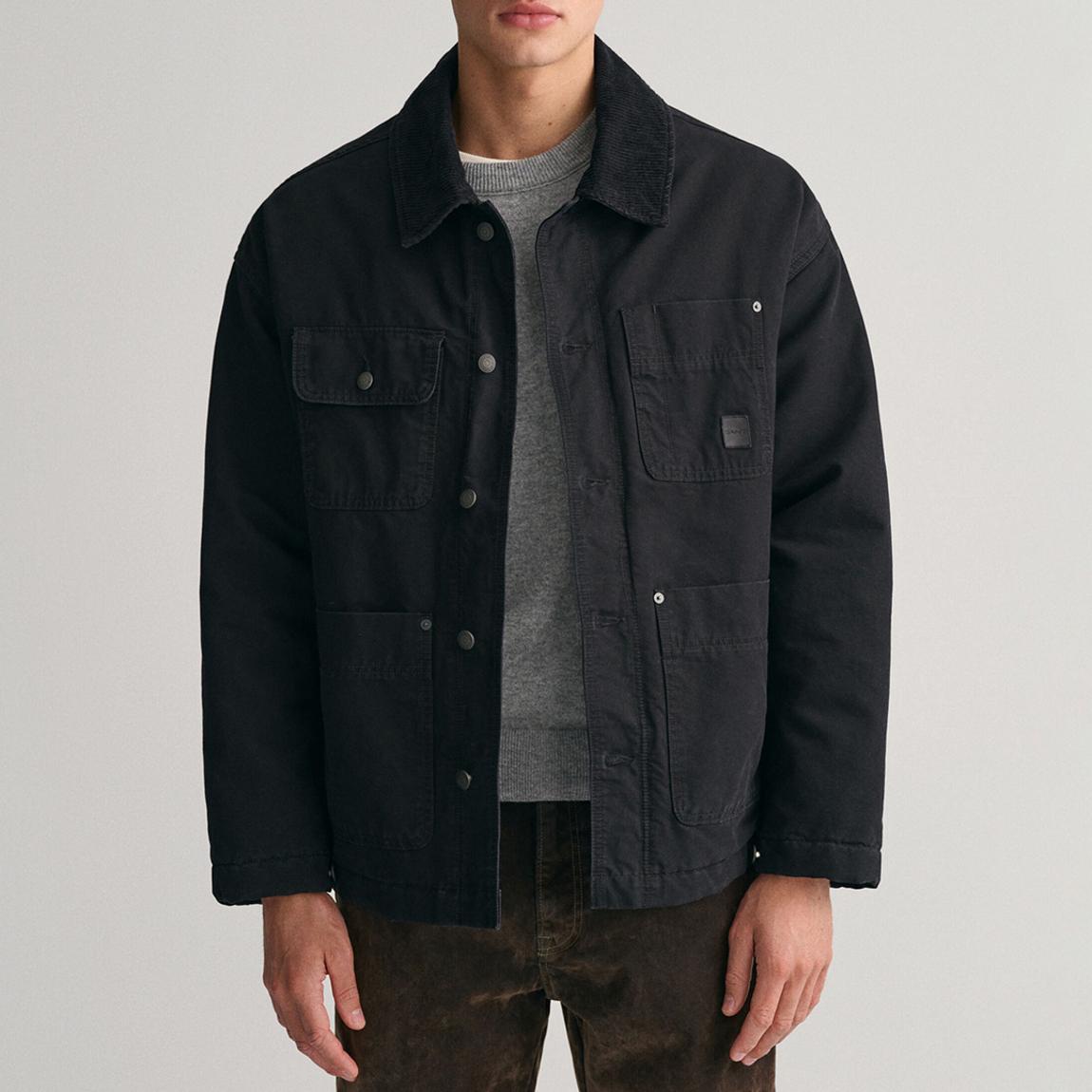 Black Oversized Boxy Padded Cotton Jacket main product photo
