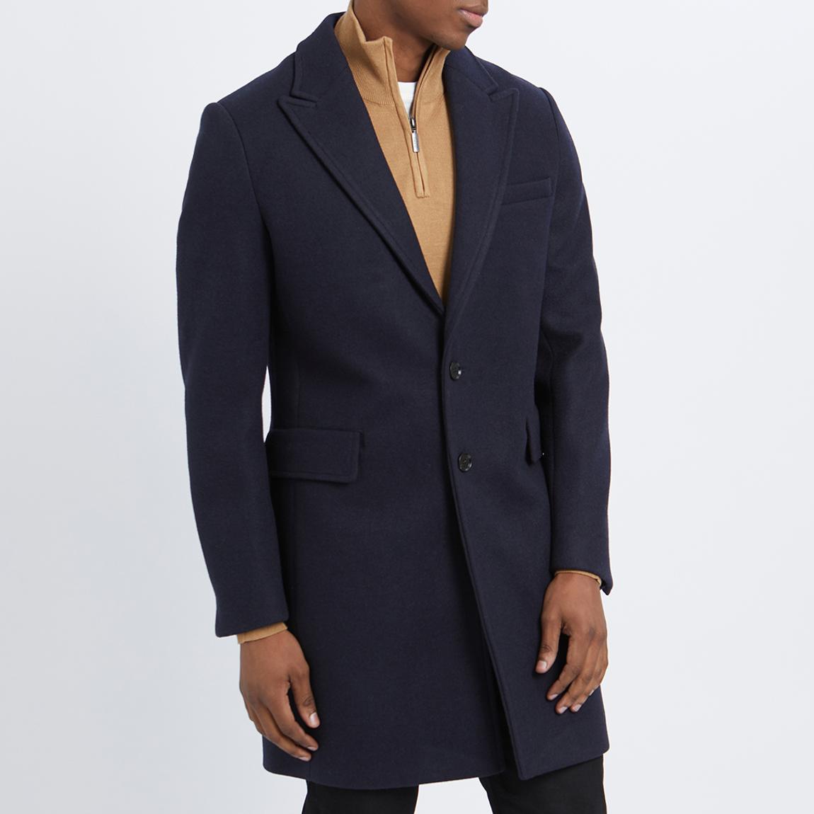 Navy Sirus Wool Blend Coat main product photo