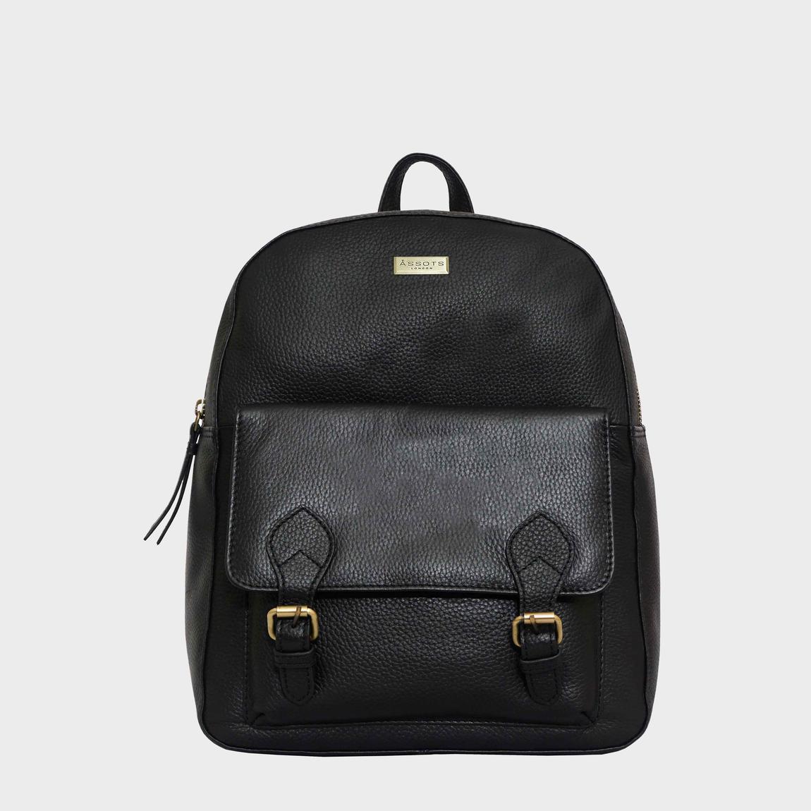 ELDON' Pebble Grain Leather Zip Top Large Laptop Backpack main product photo