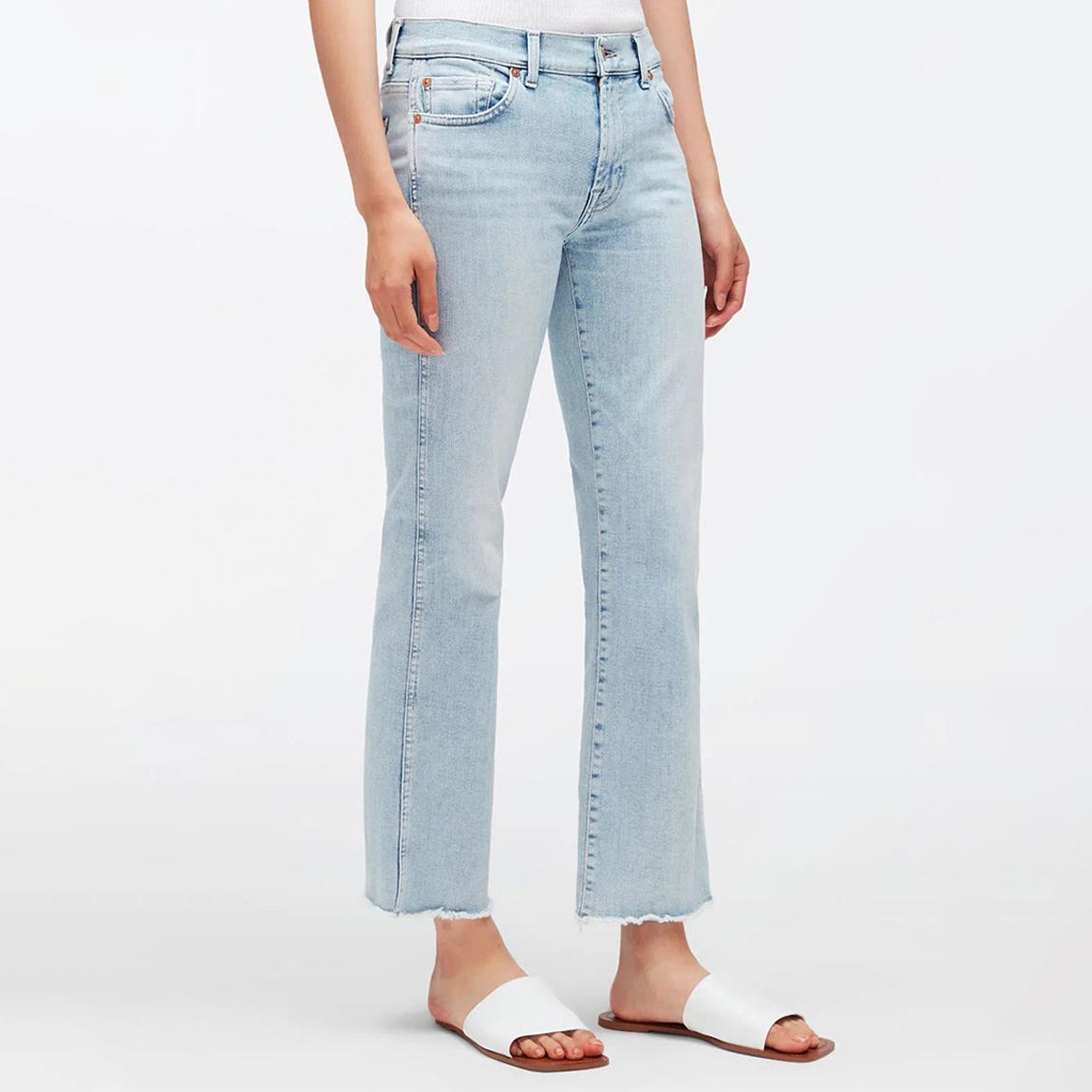 Light Blue Stretch Straight Raw Hem Jeans main product photo