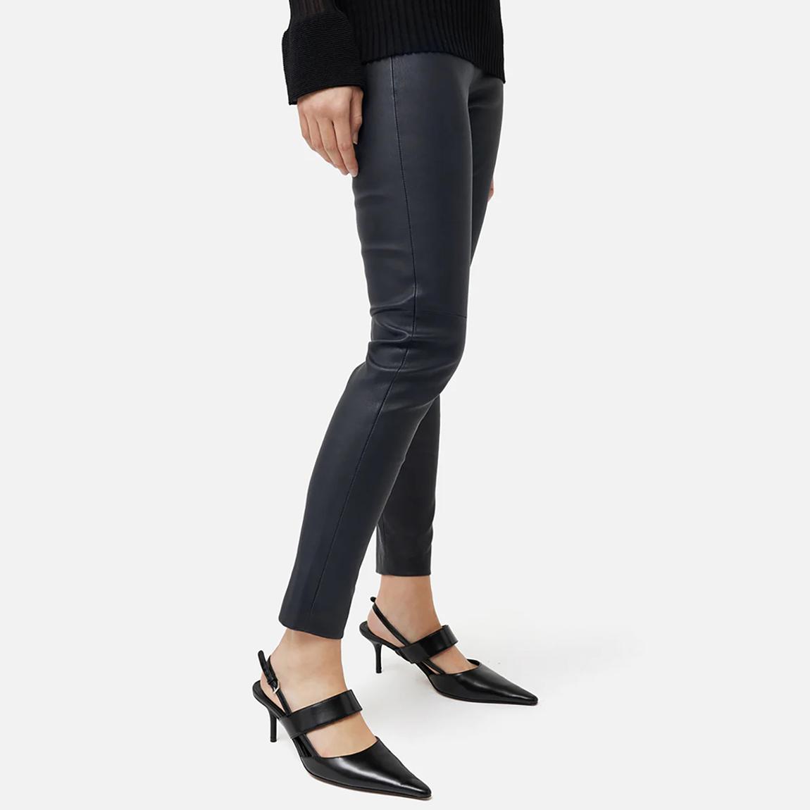Navy Stretch Leather Leggings main product photo