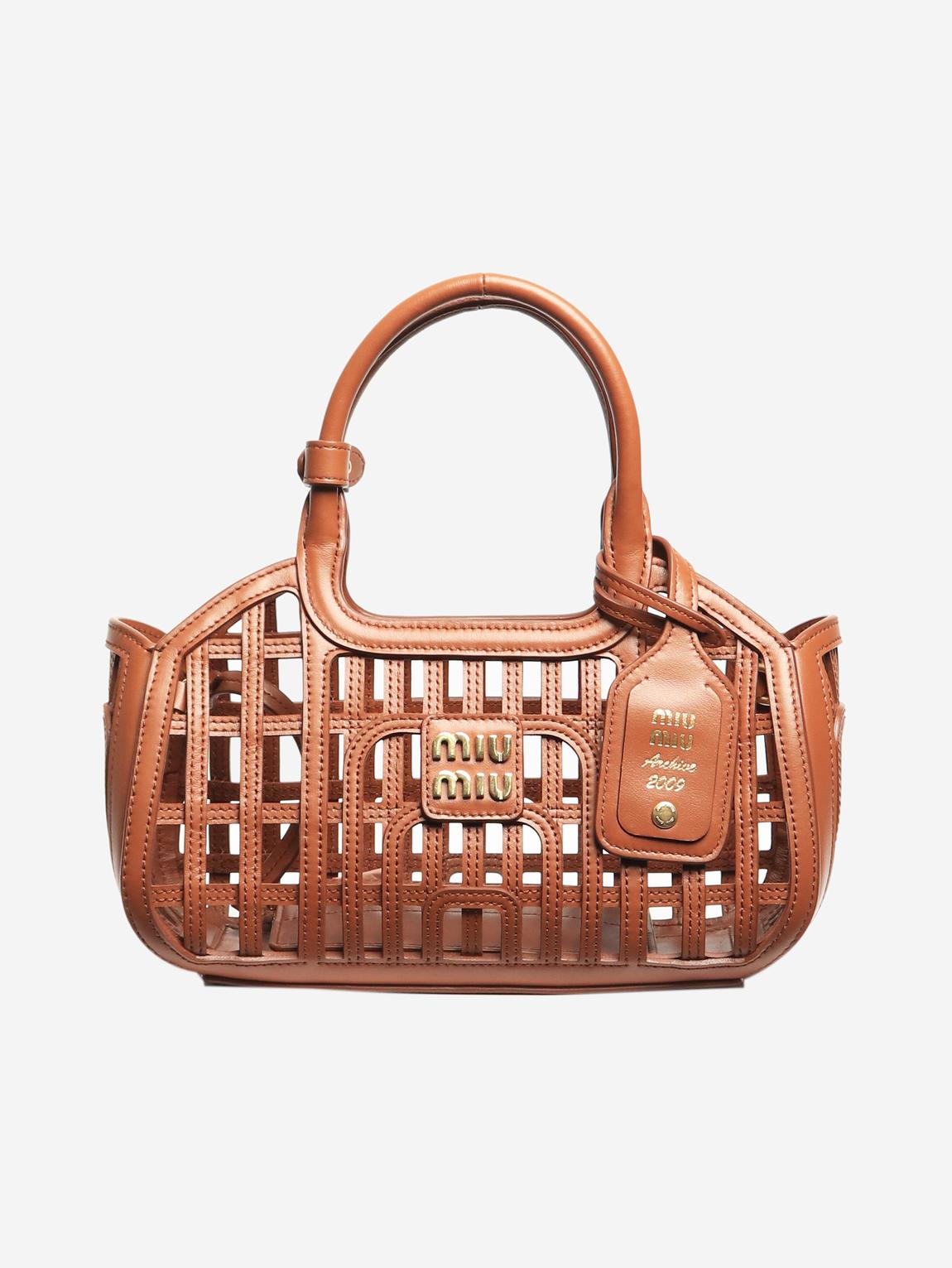 Cognac leather basket bag main product photo
