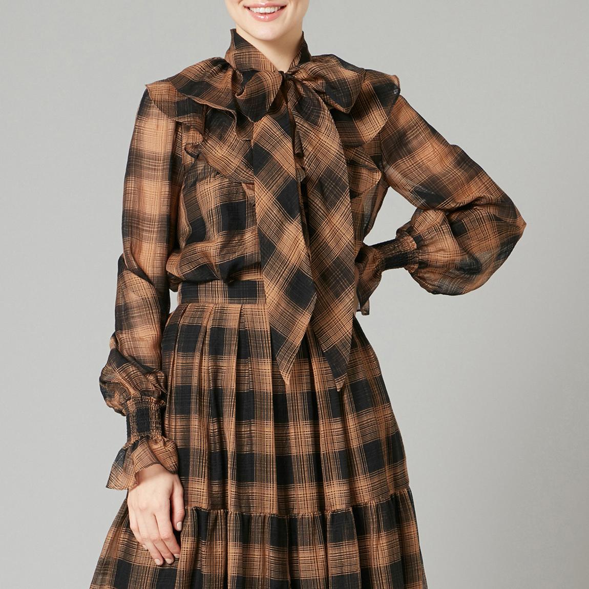 Yellow Nash Silk Blend Check Top main product photo