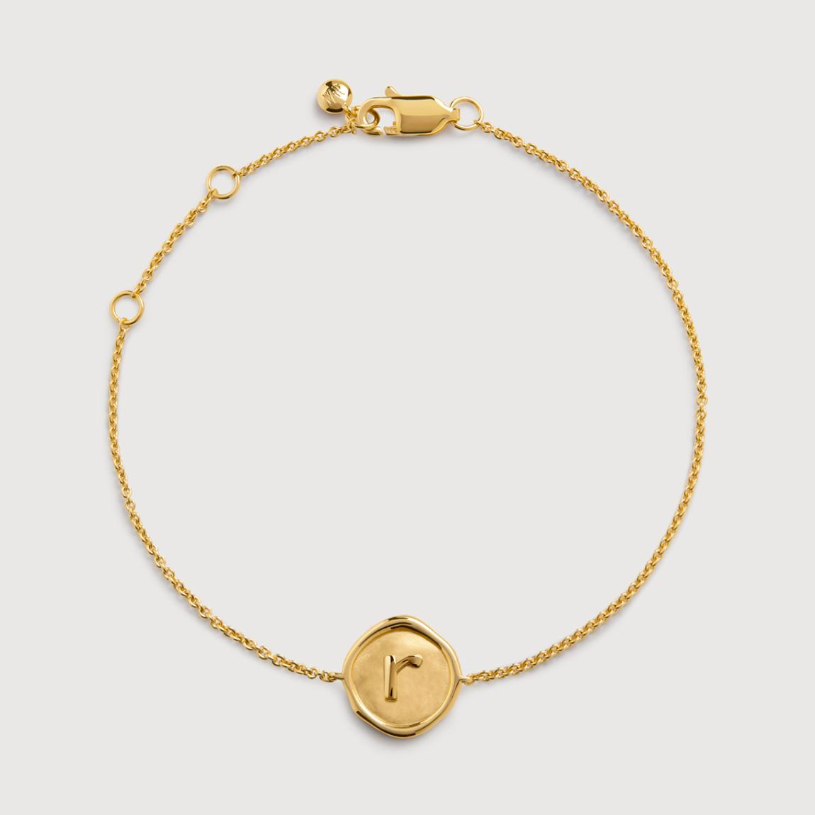 Gold Vermeil Initial R Stamp Chain Bracelet - Gold main product photo