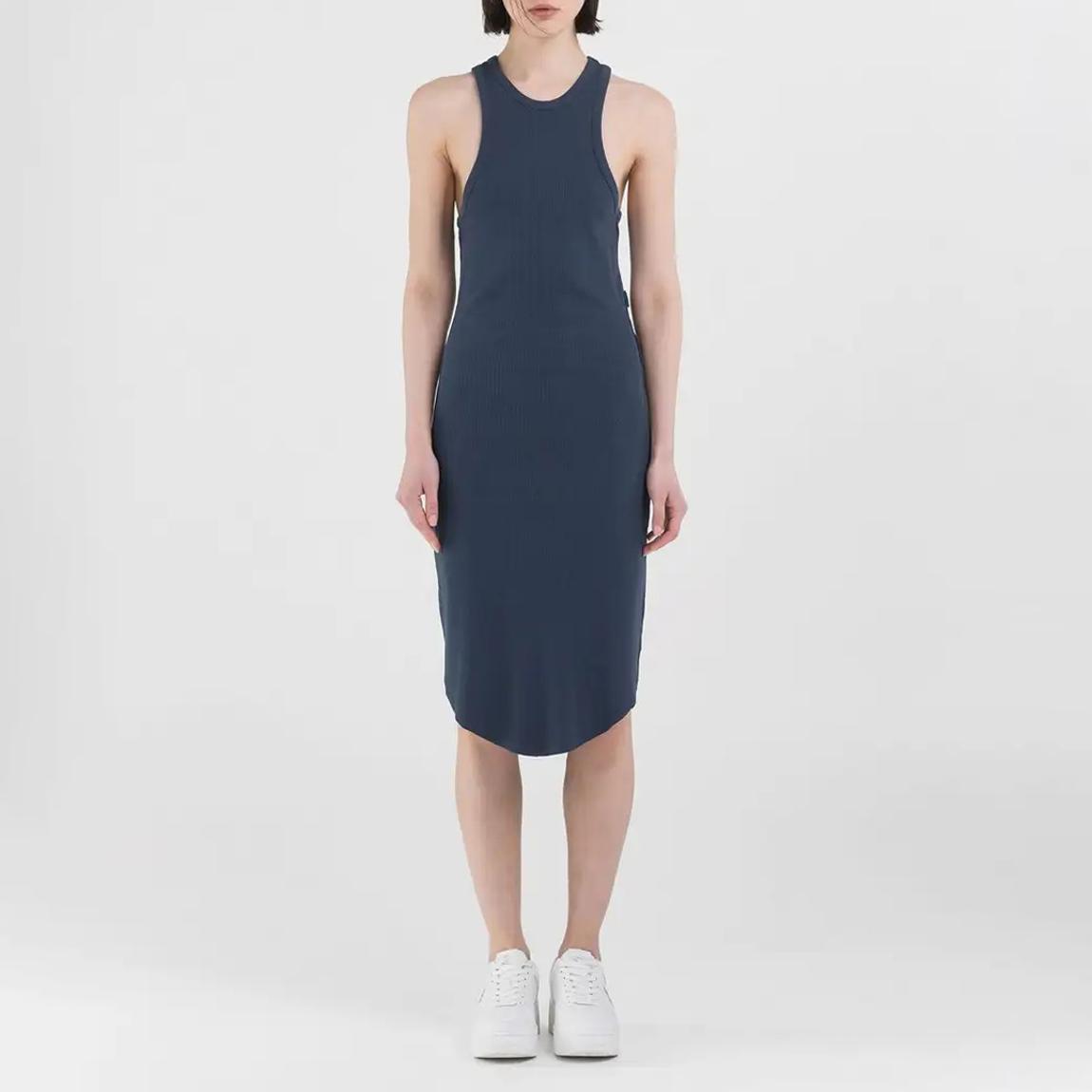 Dark Blue Slim Fit Ribbed Dress main product photo