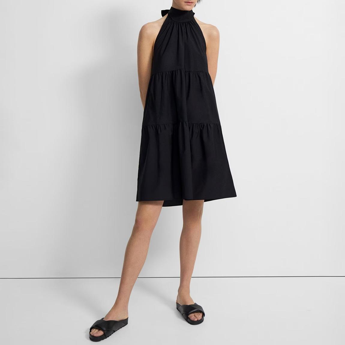 Black Tiered Cotton Blend Mini Dress main product photo