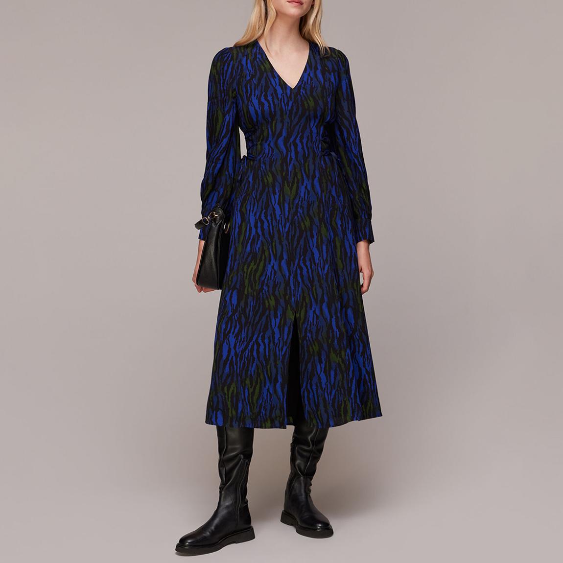 Blue Watercolour Tiger Midi Dress main product photo