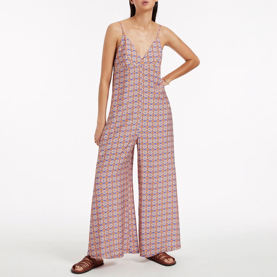 Retro Orange Azura Geo V Neckline Jumpsuit main product photo