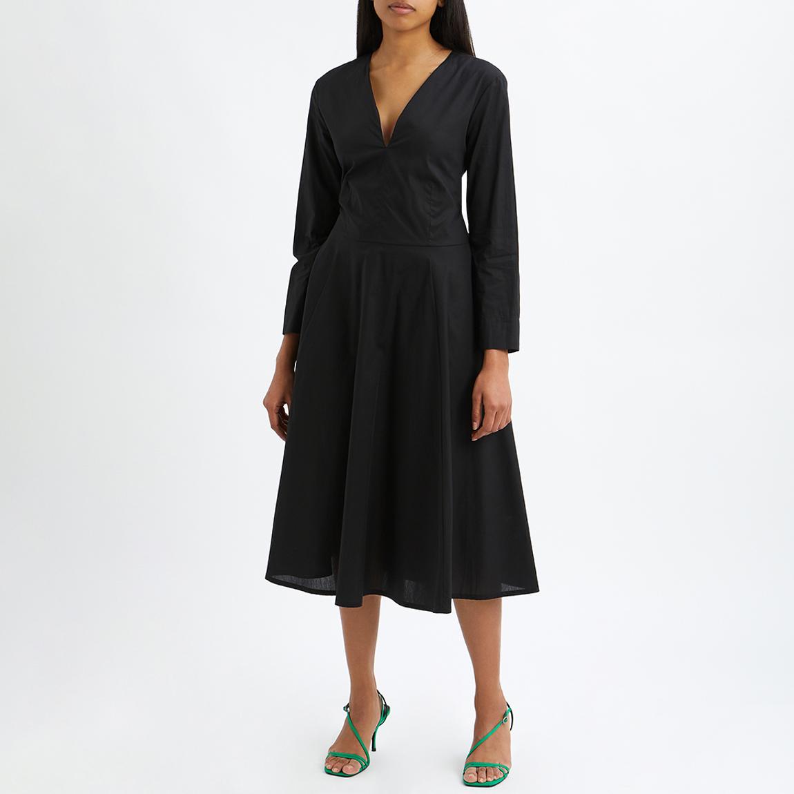 Black Irialto Pleated Cotton Midi Dress main product photo