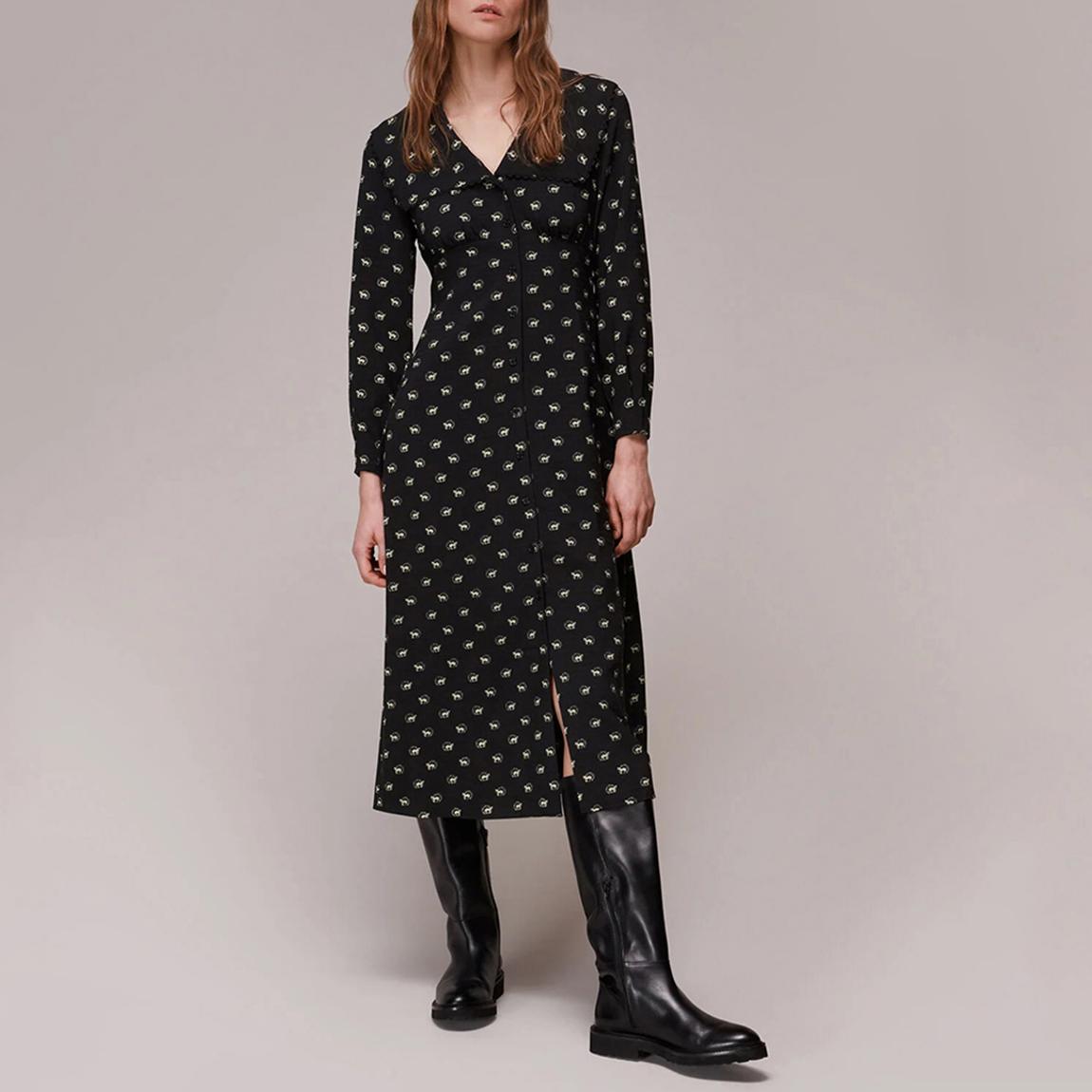 Black Izzy Printed Oversized Collar Dress main product photo