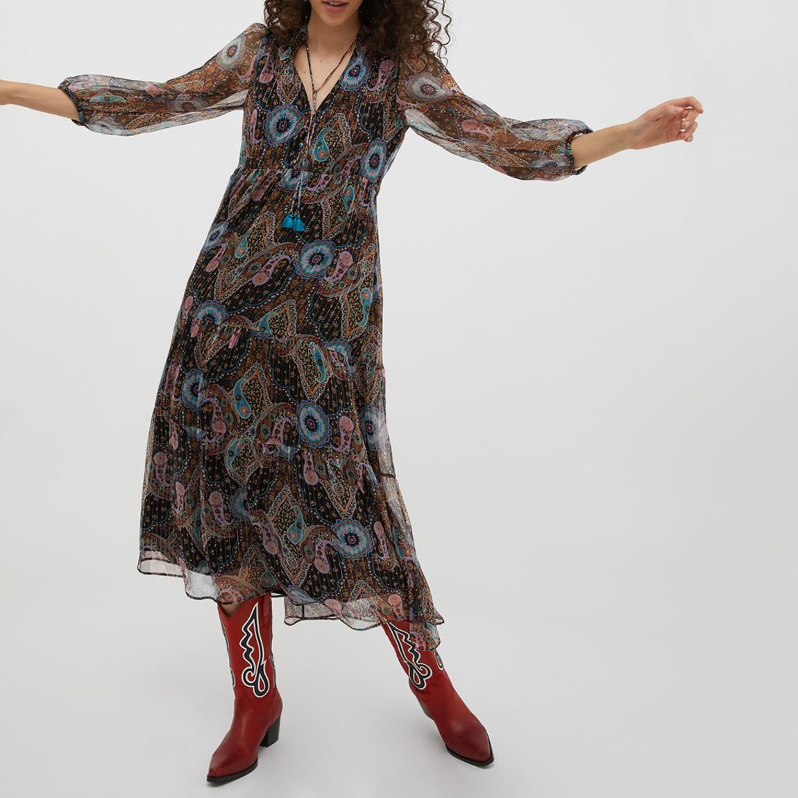 Black Pattern Balzo Silk Dress main product photo