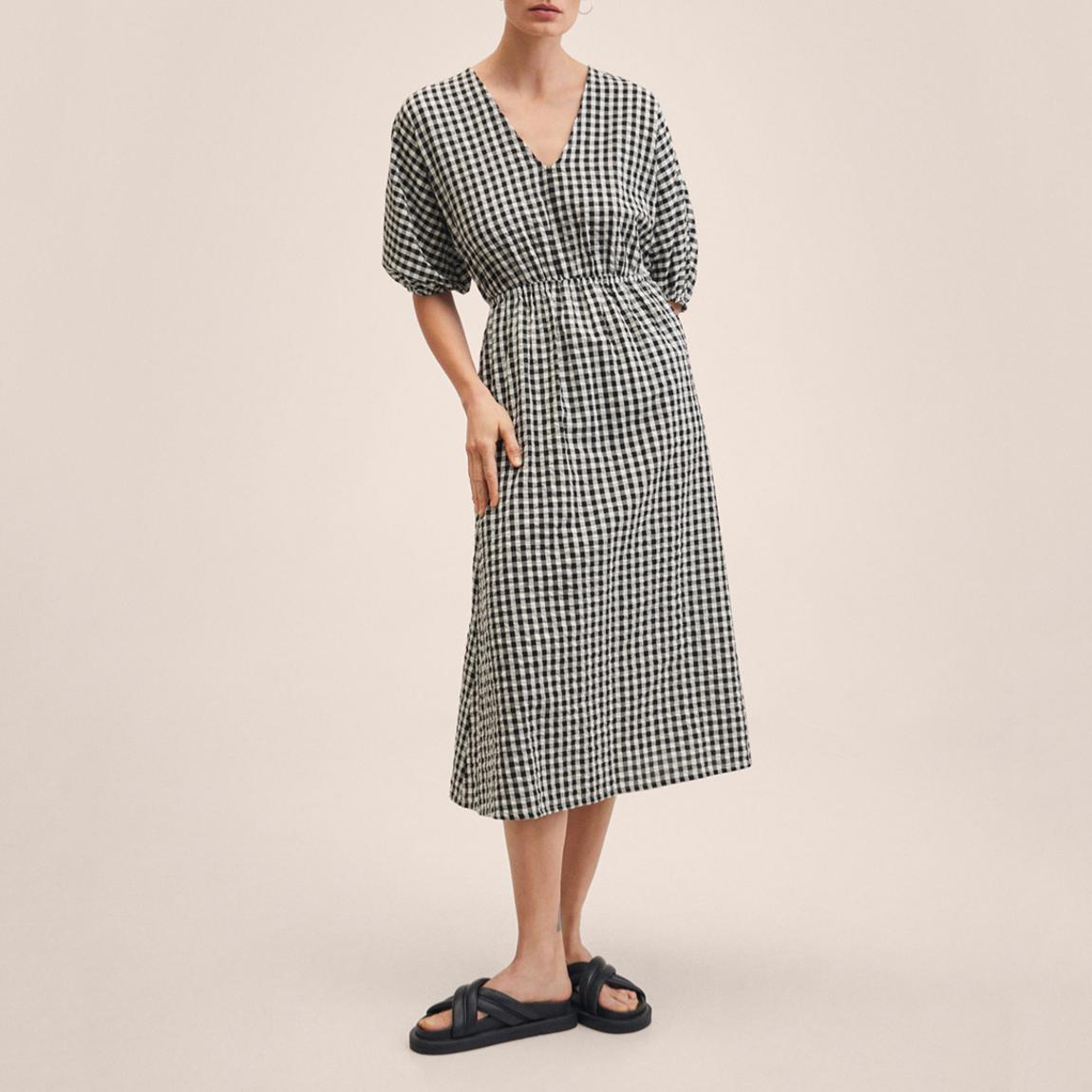 Black Gingham Check Cotton Dress main product photo