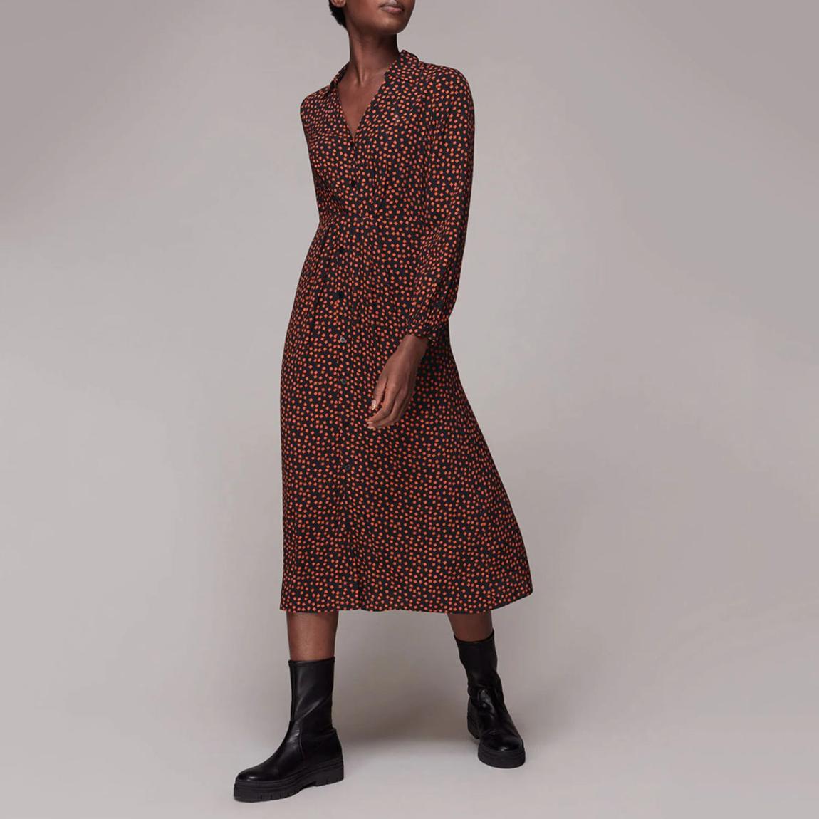 Black Floral Print Midi Dress main product photo