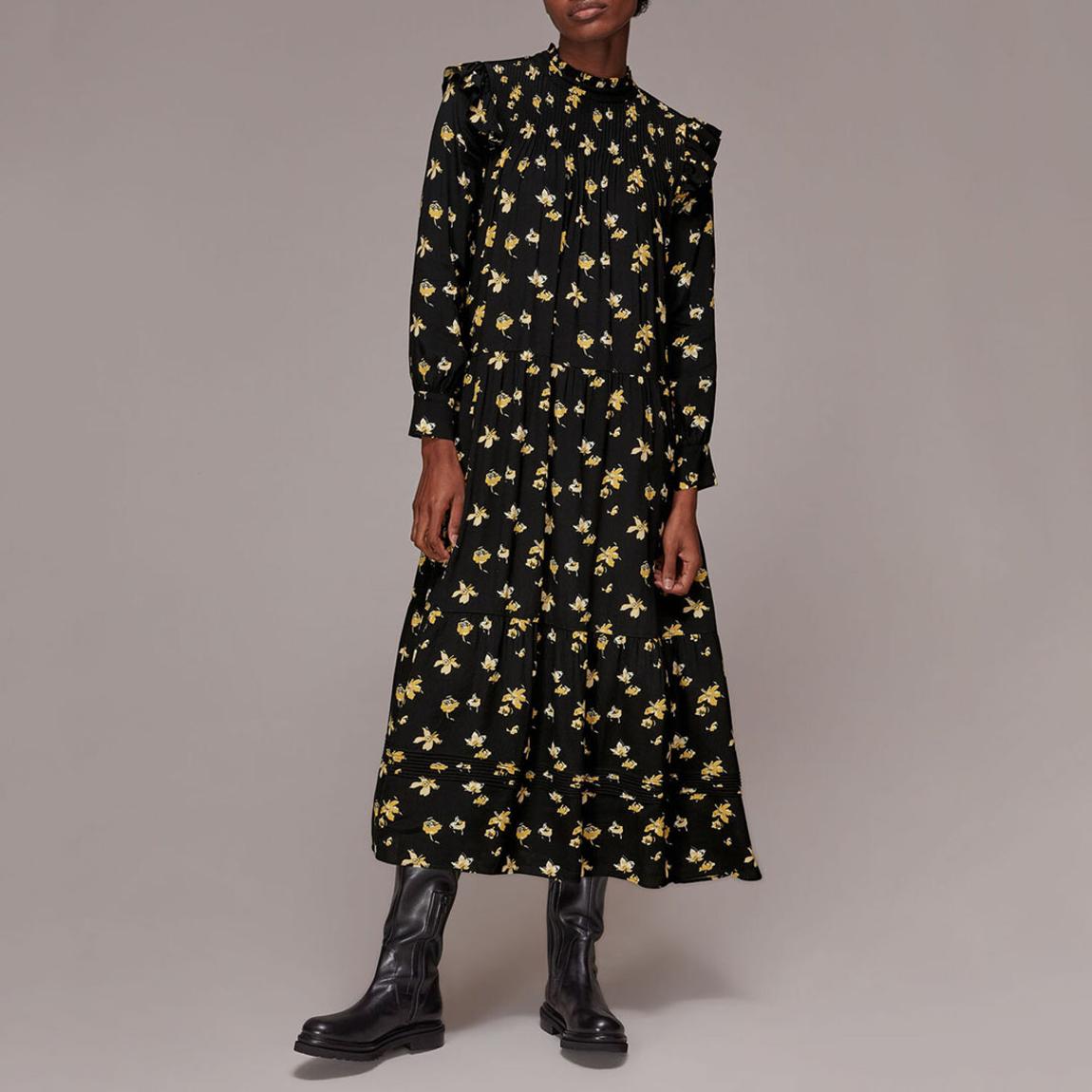 Black Floral Midi Dress main product photo