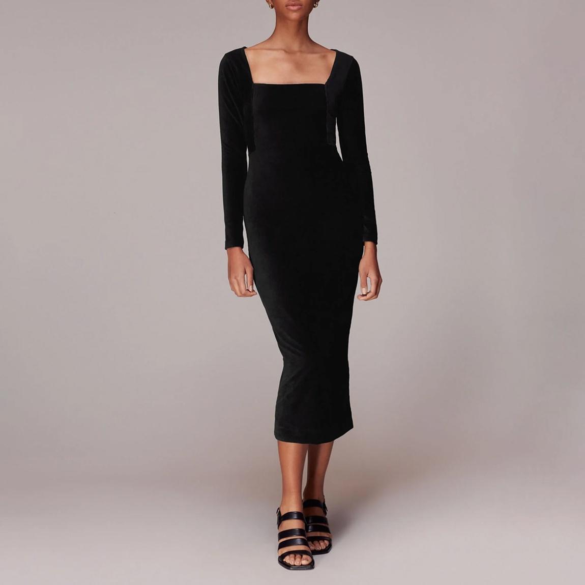 Black Jersey Velvet Midi Dress main product photo