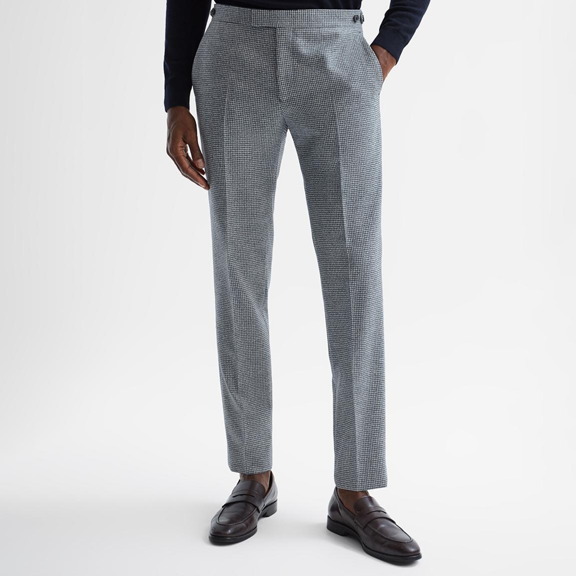 Blue Rogan Puppytooth Wool Trousers main product photo
