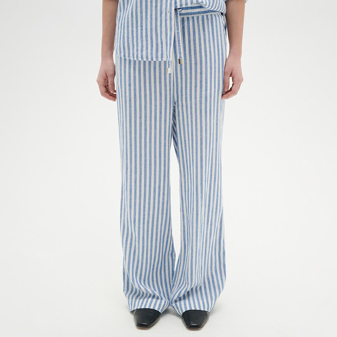 Blue Linen Amos Stripe Trousers main product photo
