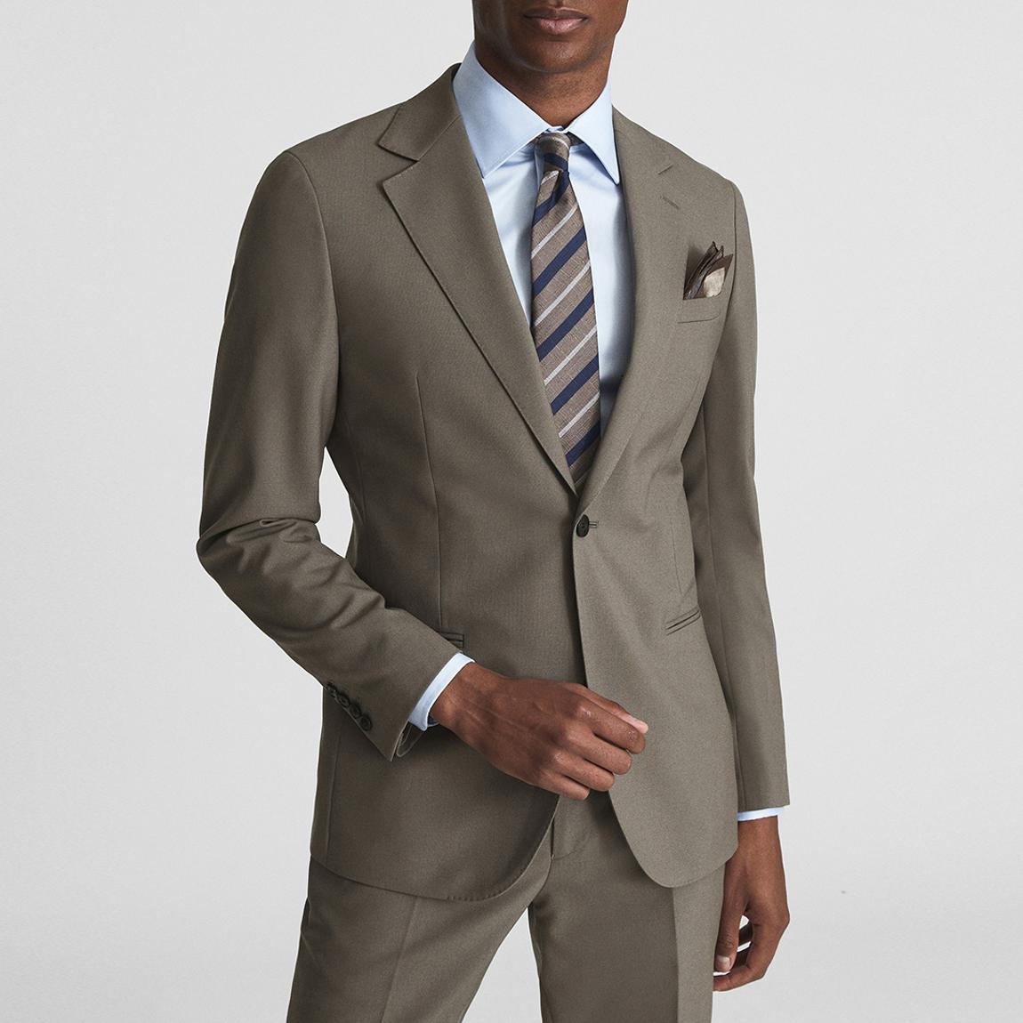 Taupe Fine Single Breasted Wool Jacket main product photo