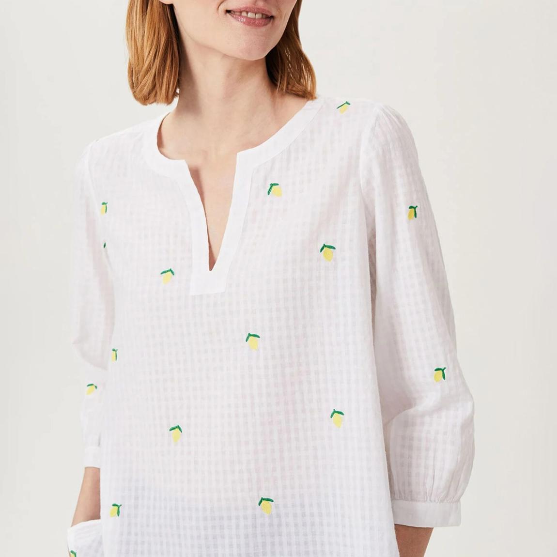 White Gerrie V-Neck Cotton Top main product photo