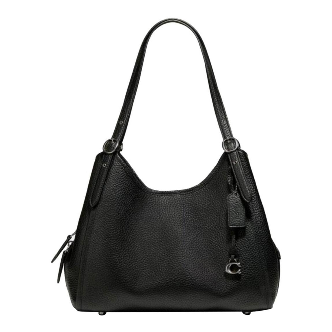 Black Soft Pebble Leather Lori Shoulder Bag main product photo