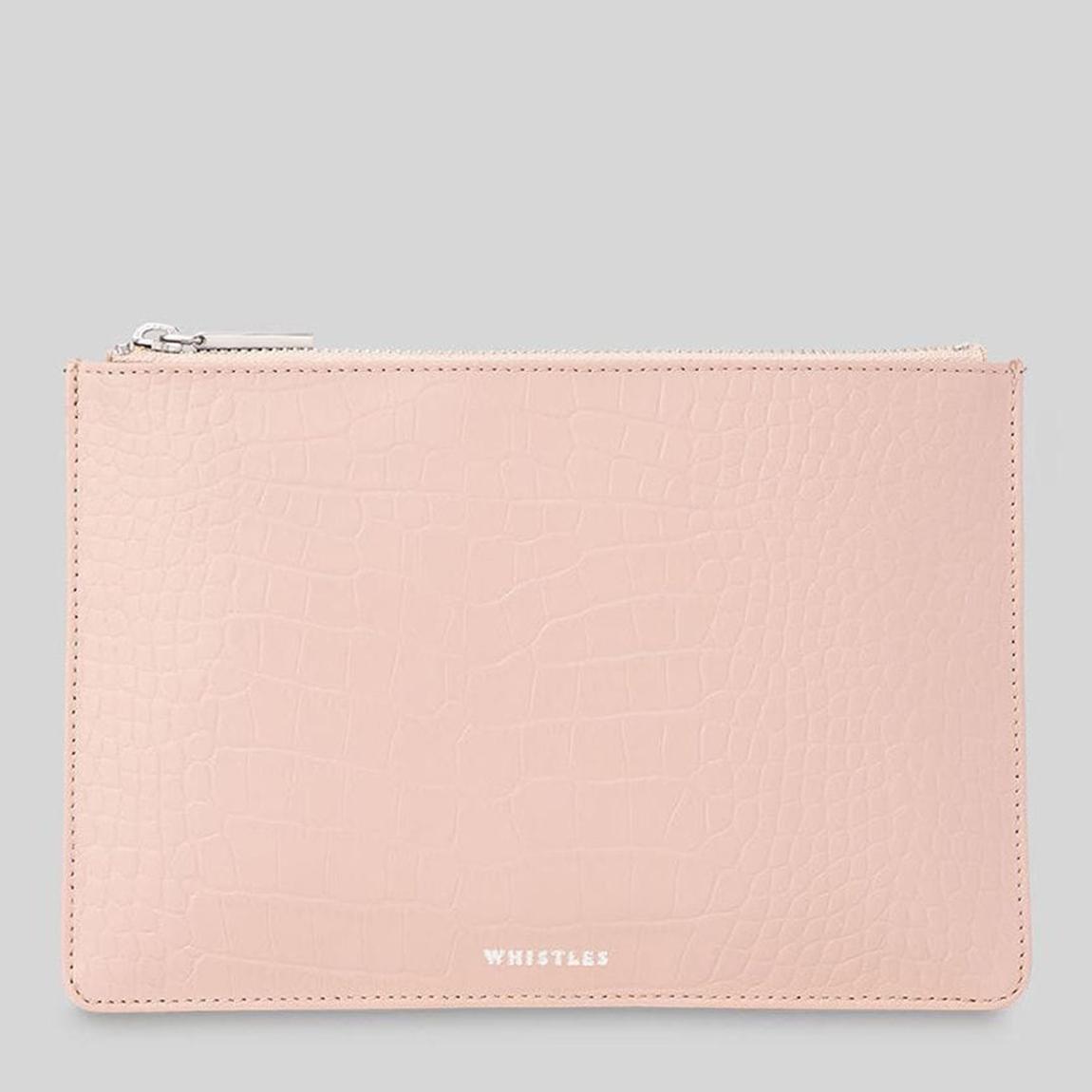 Blush Croc Finish Small Leather Clutch main product photo