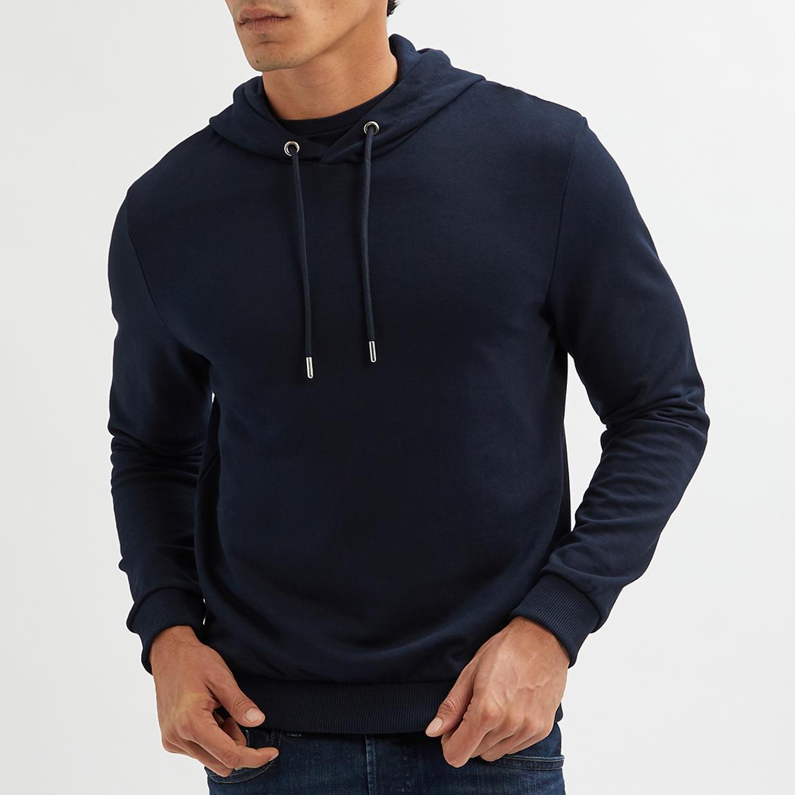 Navy Braydon Hooded Cotton Sweatshirt main product photo