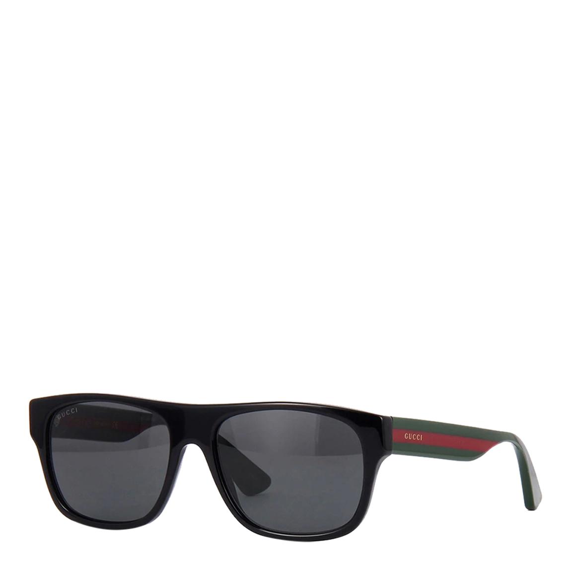 Men's Black Gucci Rectangular Gucci Sunglasses 56mm main product photo