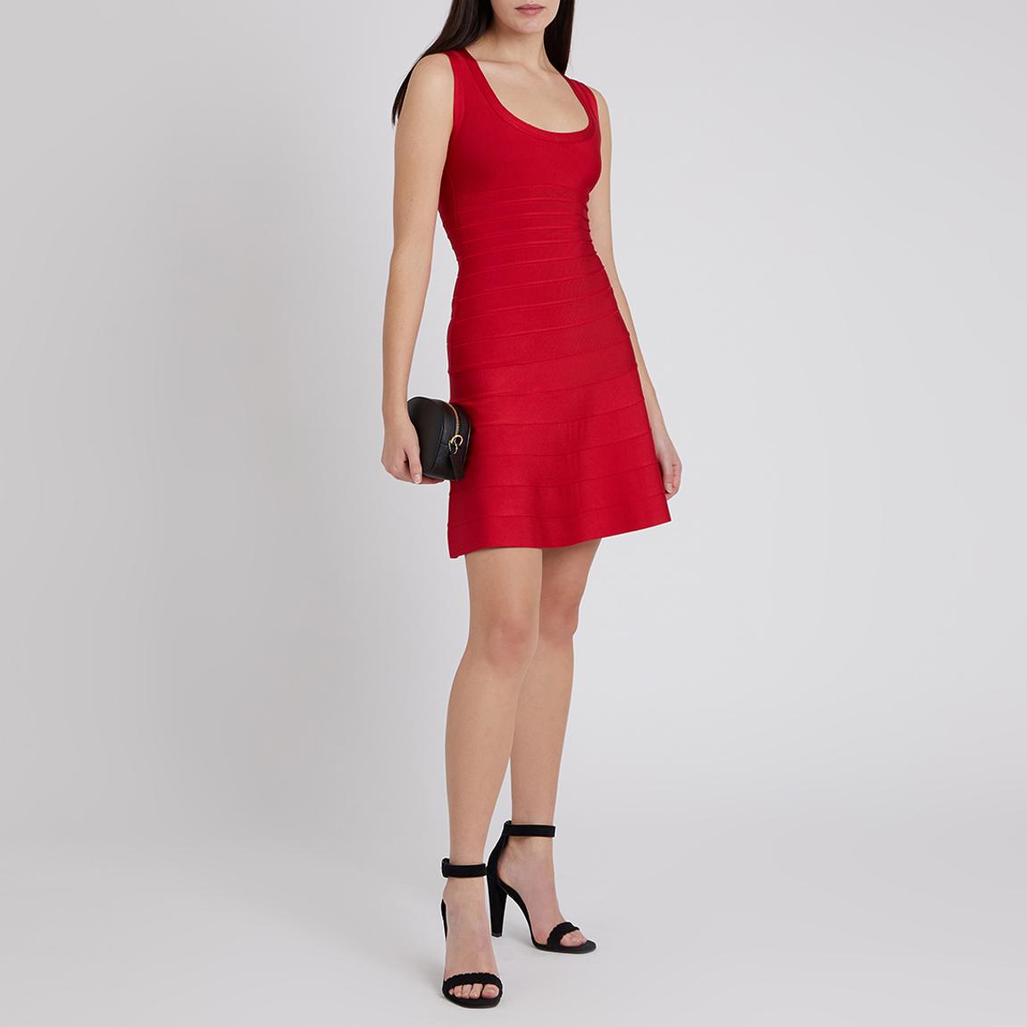 Herve Leger Lipstick Red Scoop A Line Bandage Dress - BrandAlley Herve Leger Lipstick Red Scoop A Line Bandage Dress - BrandAlley