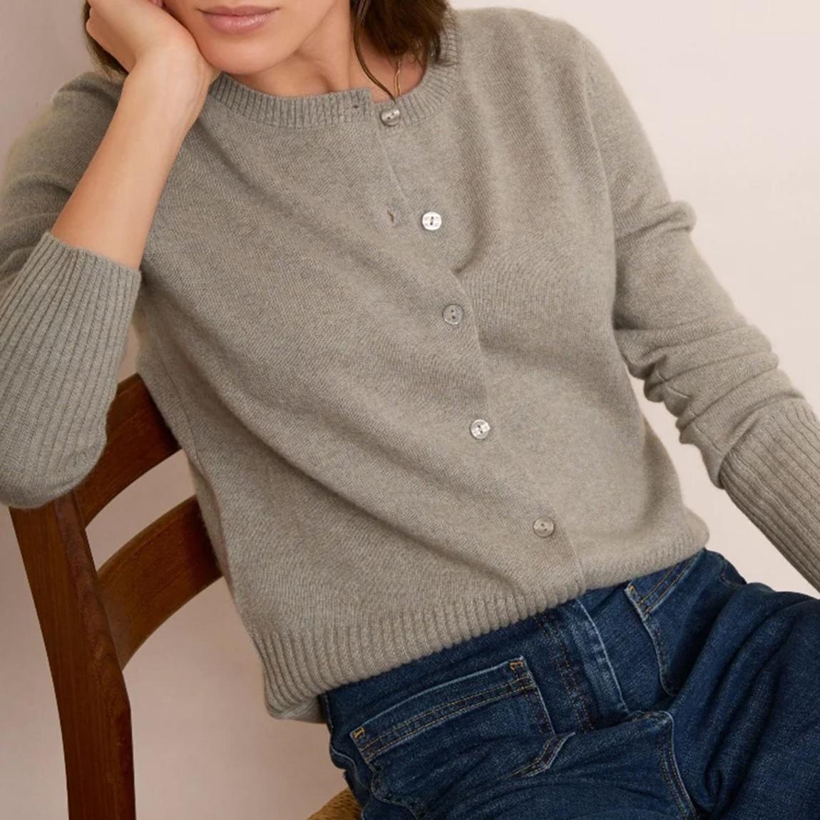Mushroom Camille Cashmere Cardigan main product photo