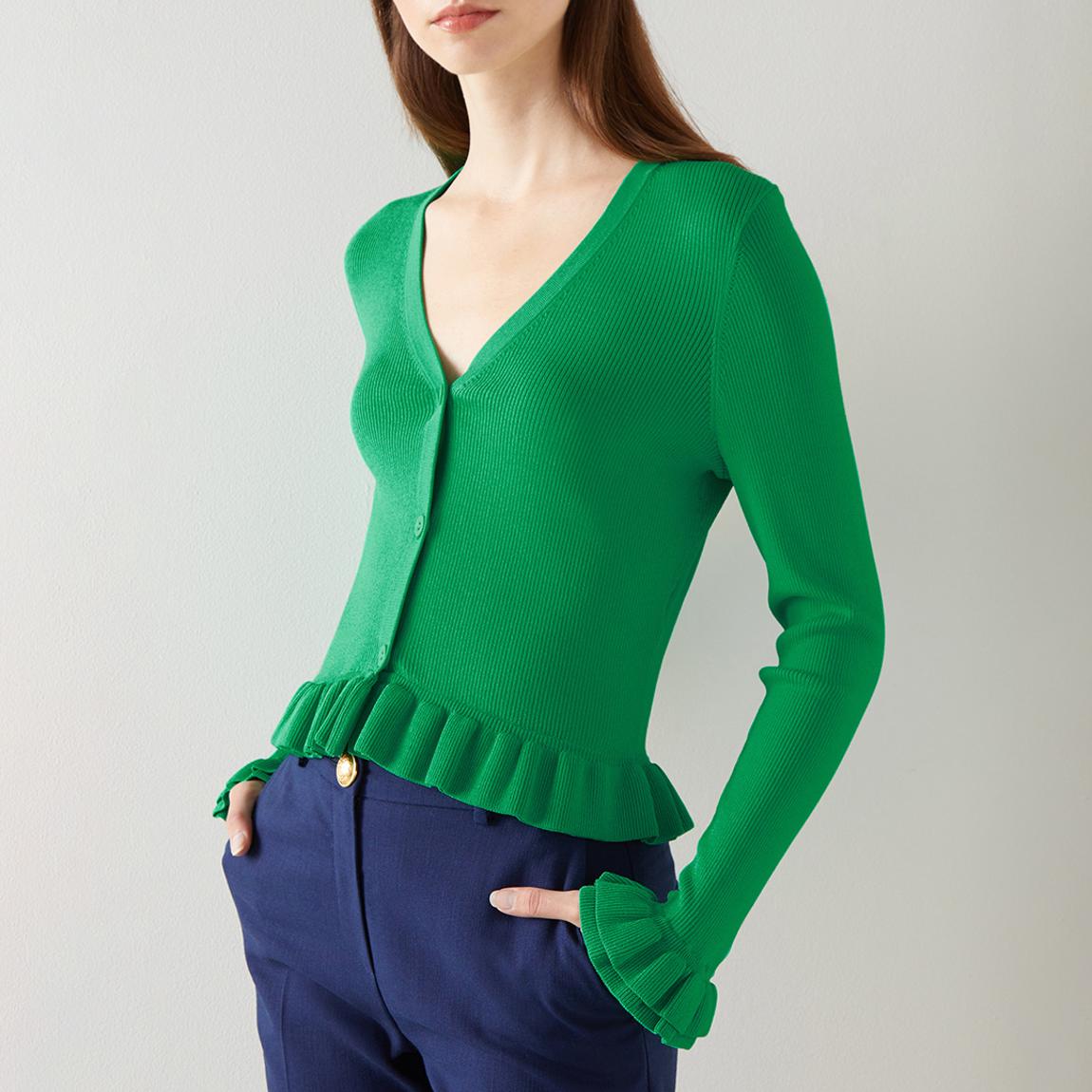 Green Knitted Flare Cardigan main product photo