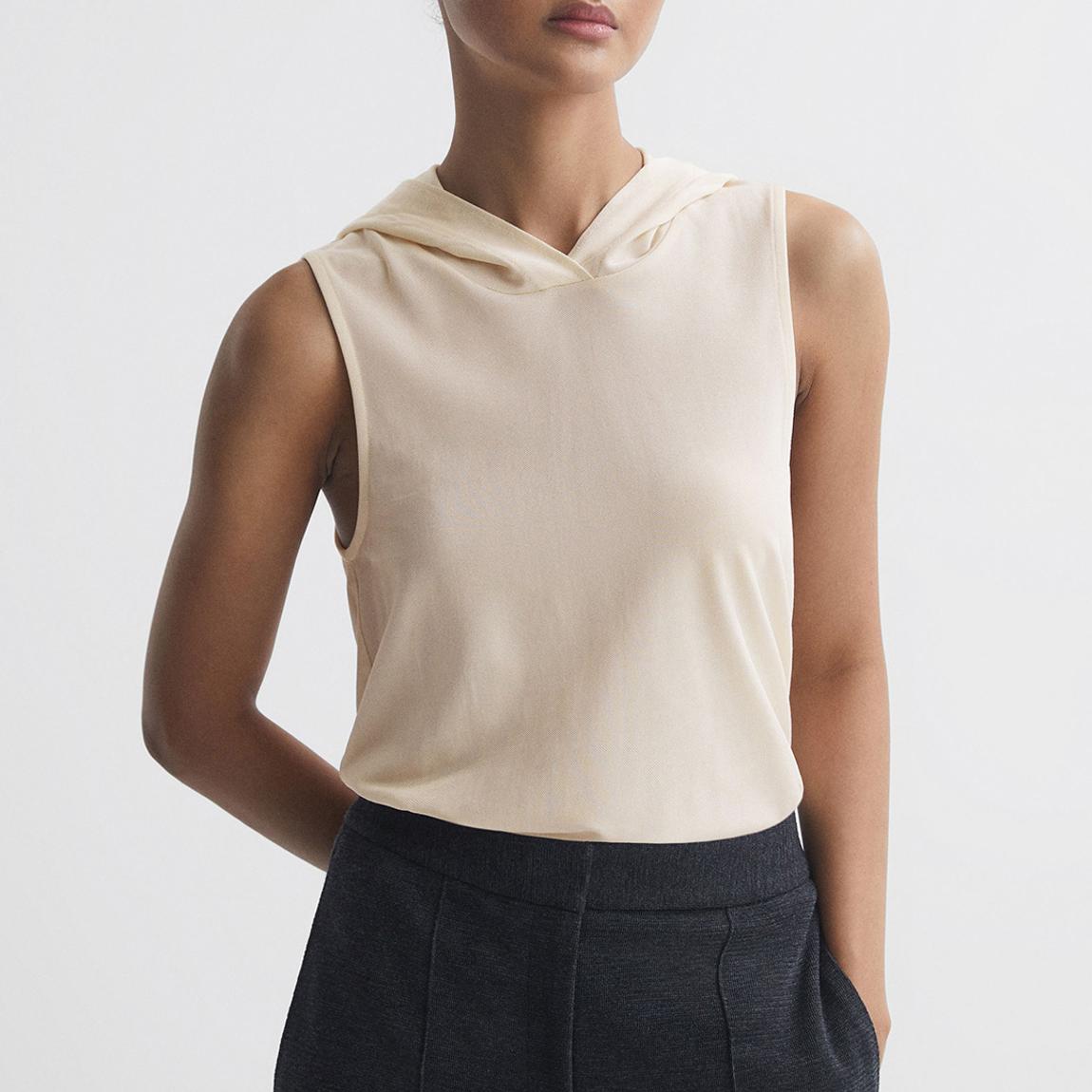 Cream Hayley Relaxed Sleeveless Hoodie main product photo