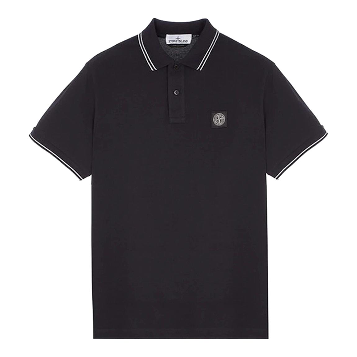 Navy Pique Cotton Blend Polo Shirt main product photo