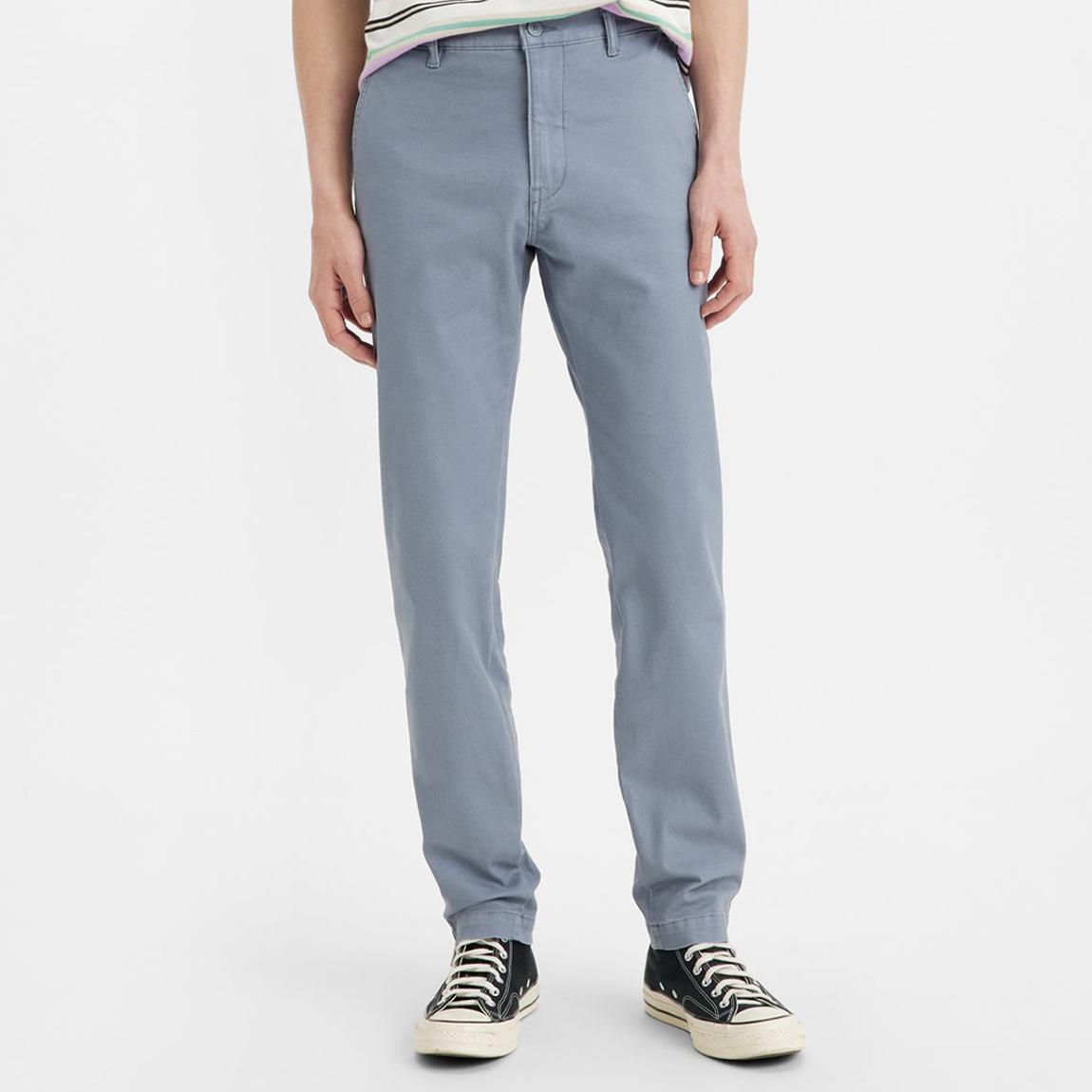 Pale Blue Cotton Blend Stretch Chinos main product photo