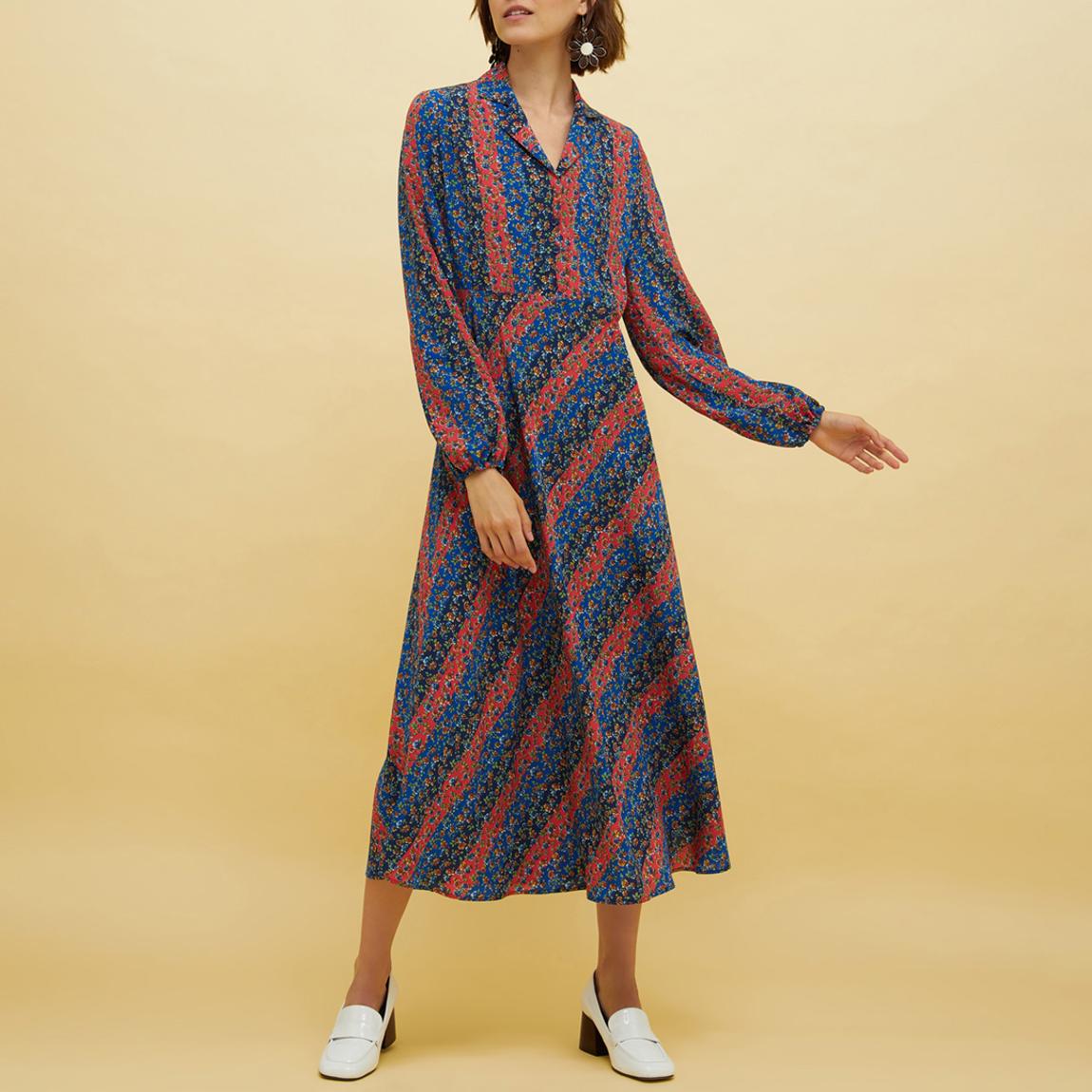 Multi Kayes Pattern Silk Midi Dress main product photo