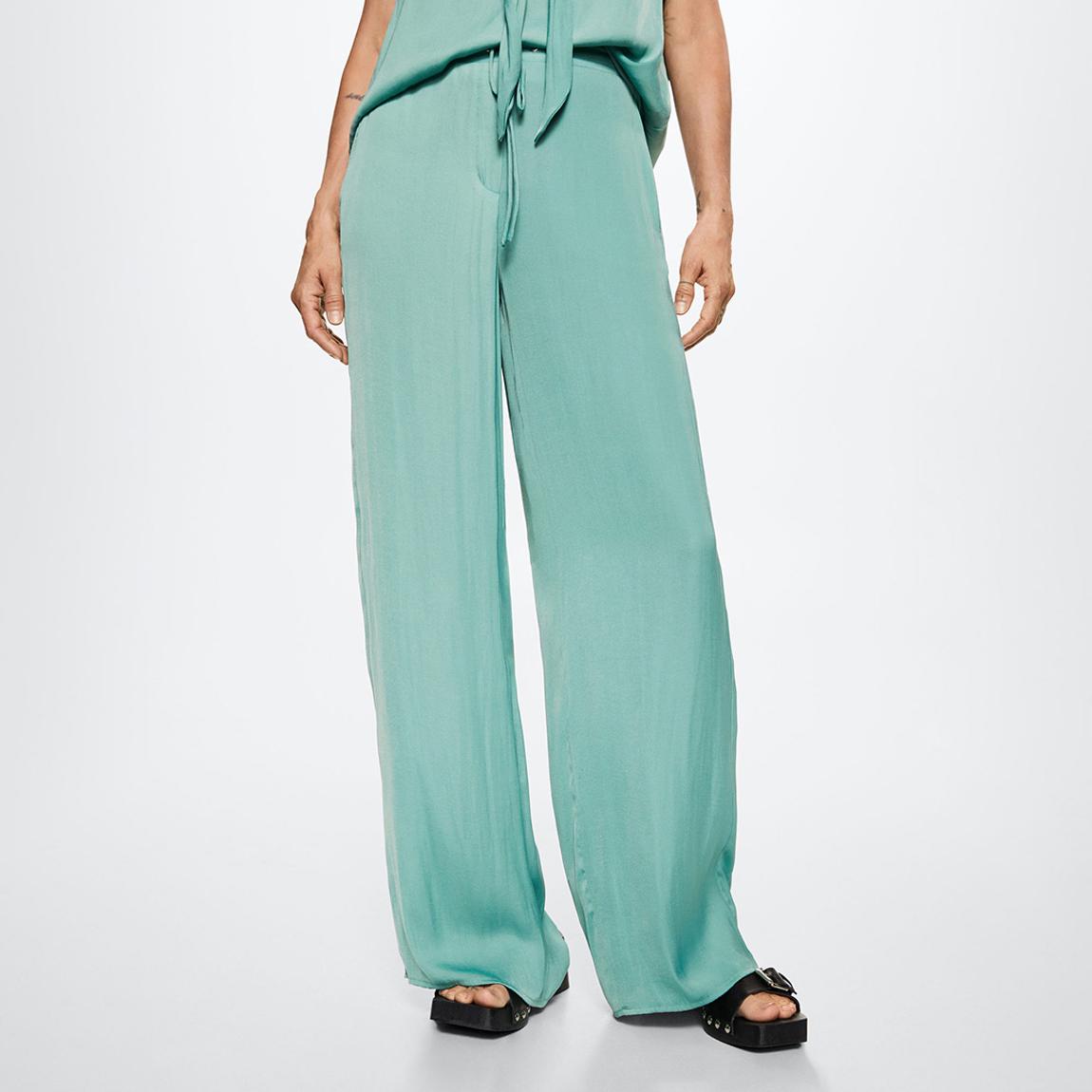 Mint Satin-Finish Elastic Waist Trousers main product photo