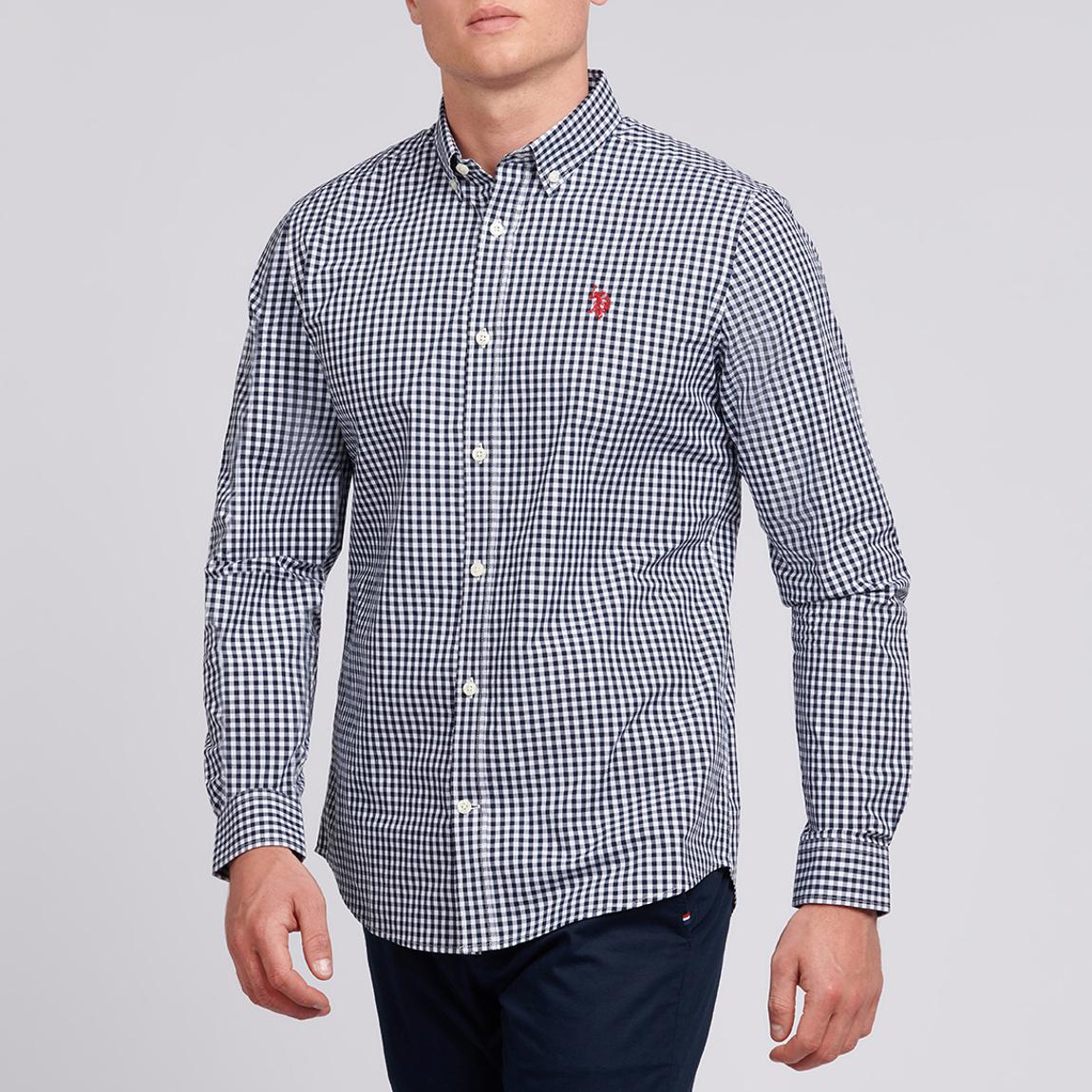 Navy Gingham Long Sleeve Cotton Shirt main product photo