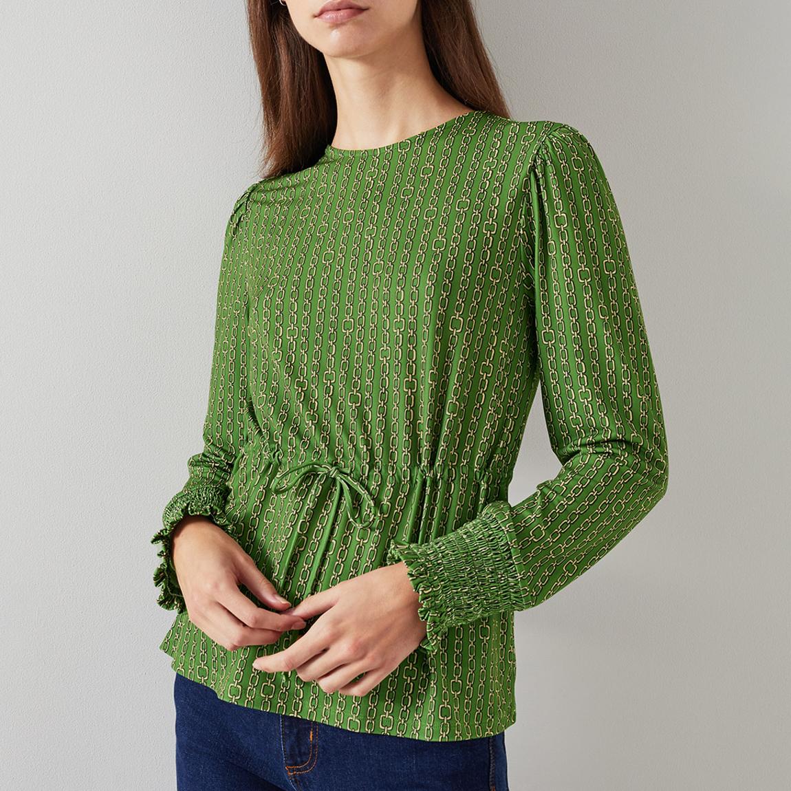 Green Ellie Tie Up Blouse main product photo