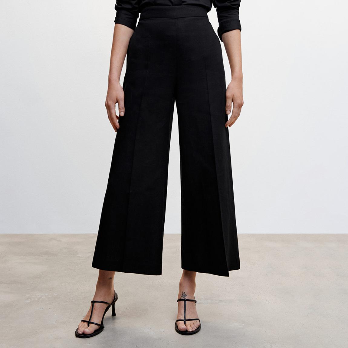 Black Linen Culotte Trousers main product photo