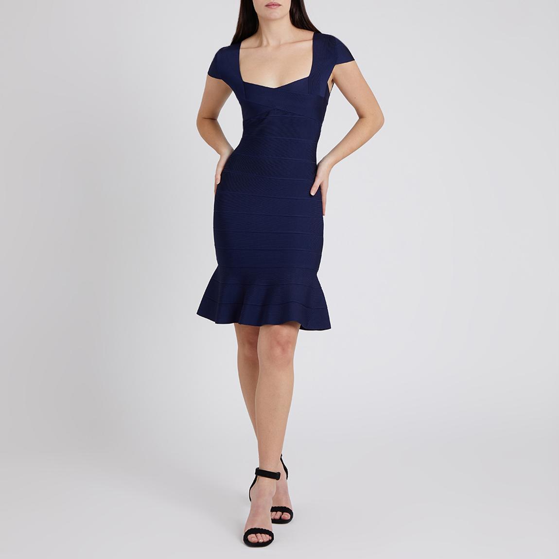 Navy Flared Hem Bandage Dress main product photo