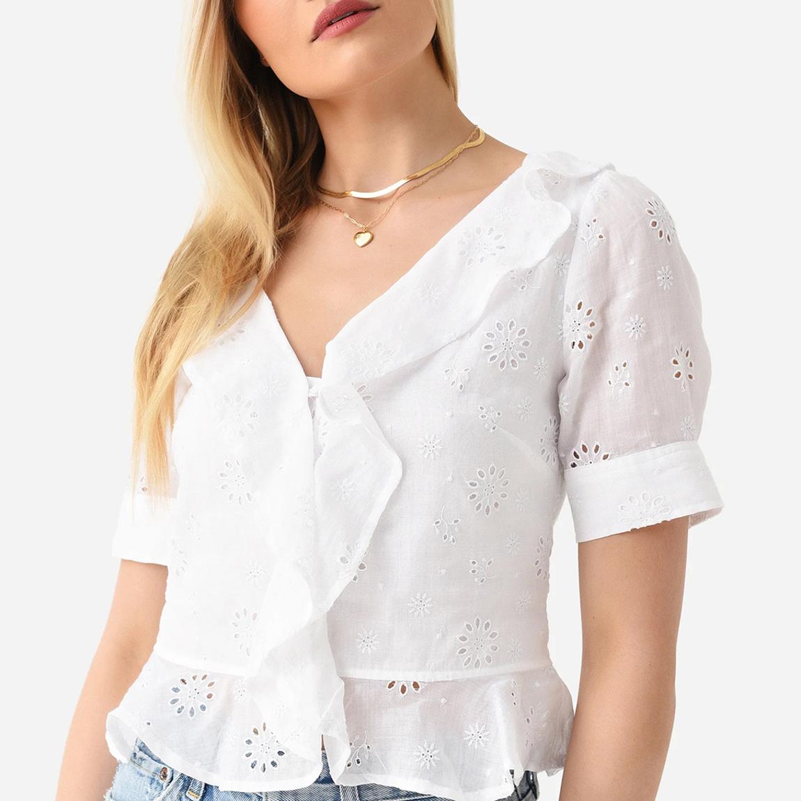 White Ruffle Peplum Blouse main product photo
