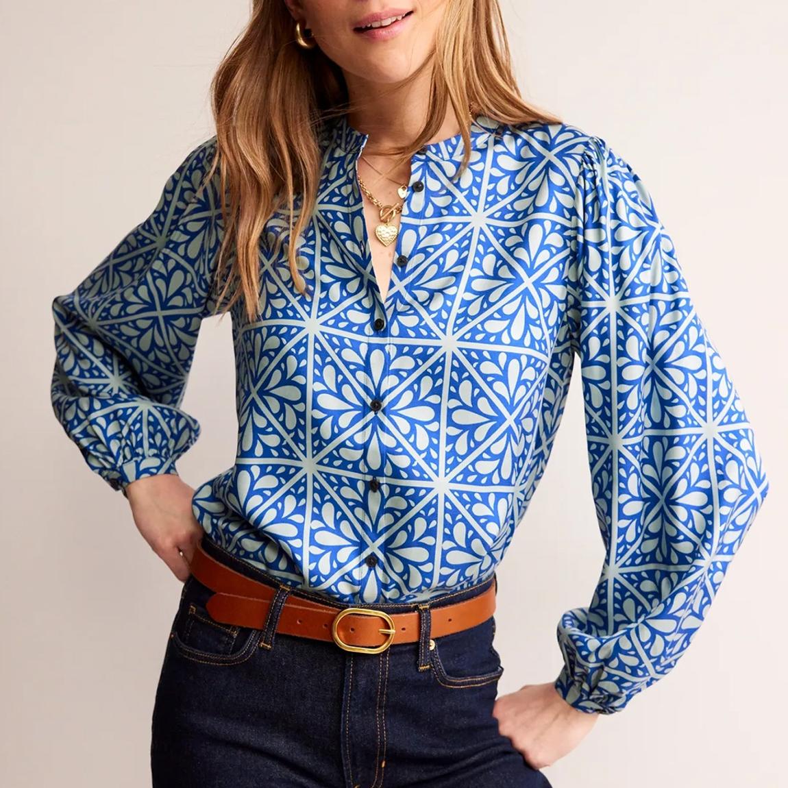 Blue Blouson Sleeve Blouse main product photo