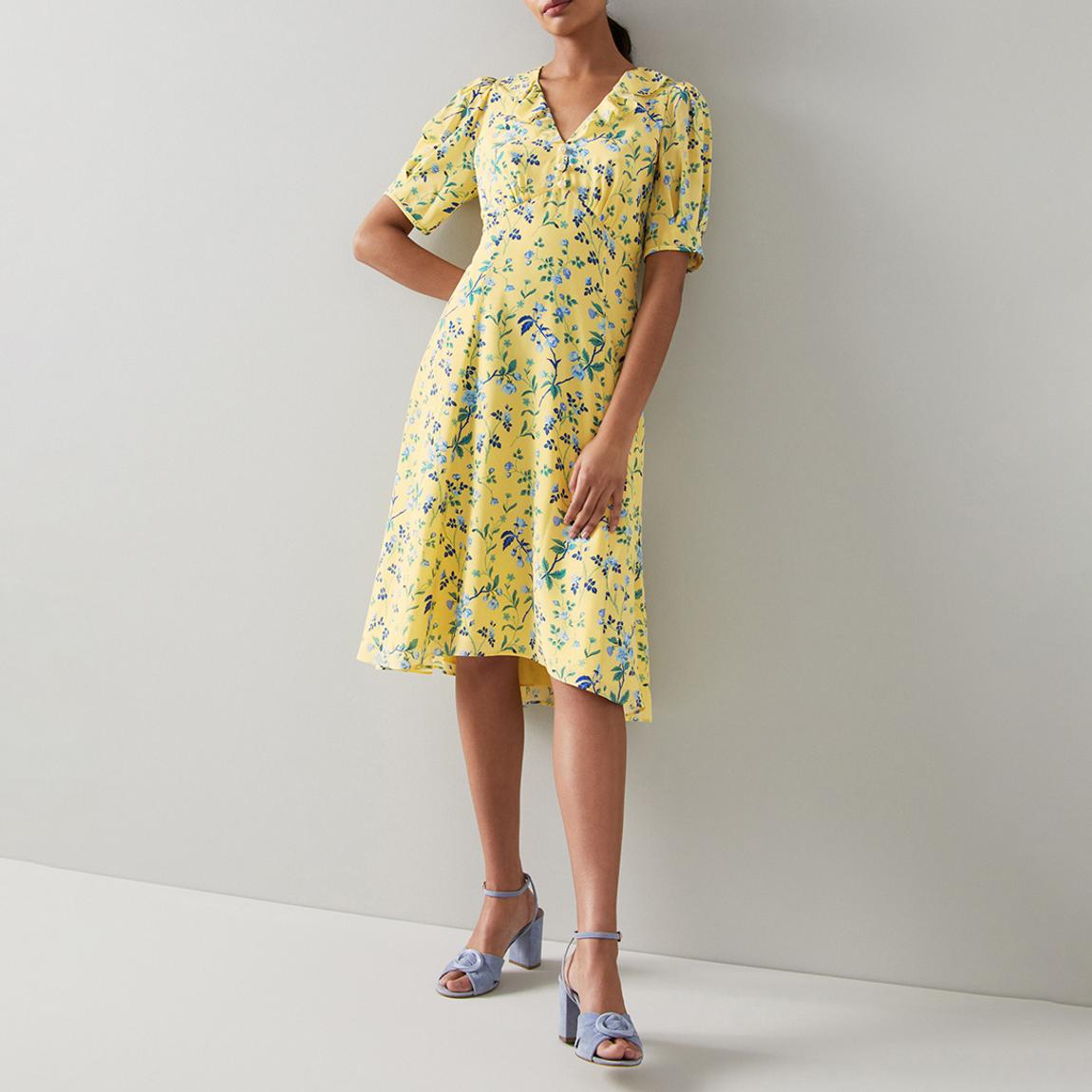 Yellow Floral Pami Silk Dress main product photo