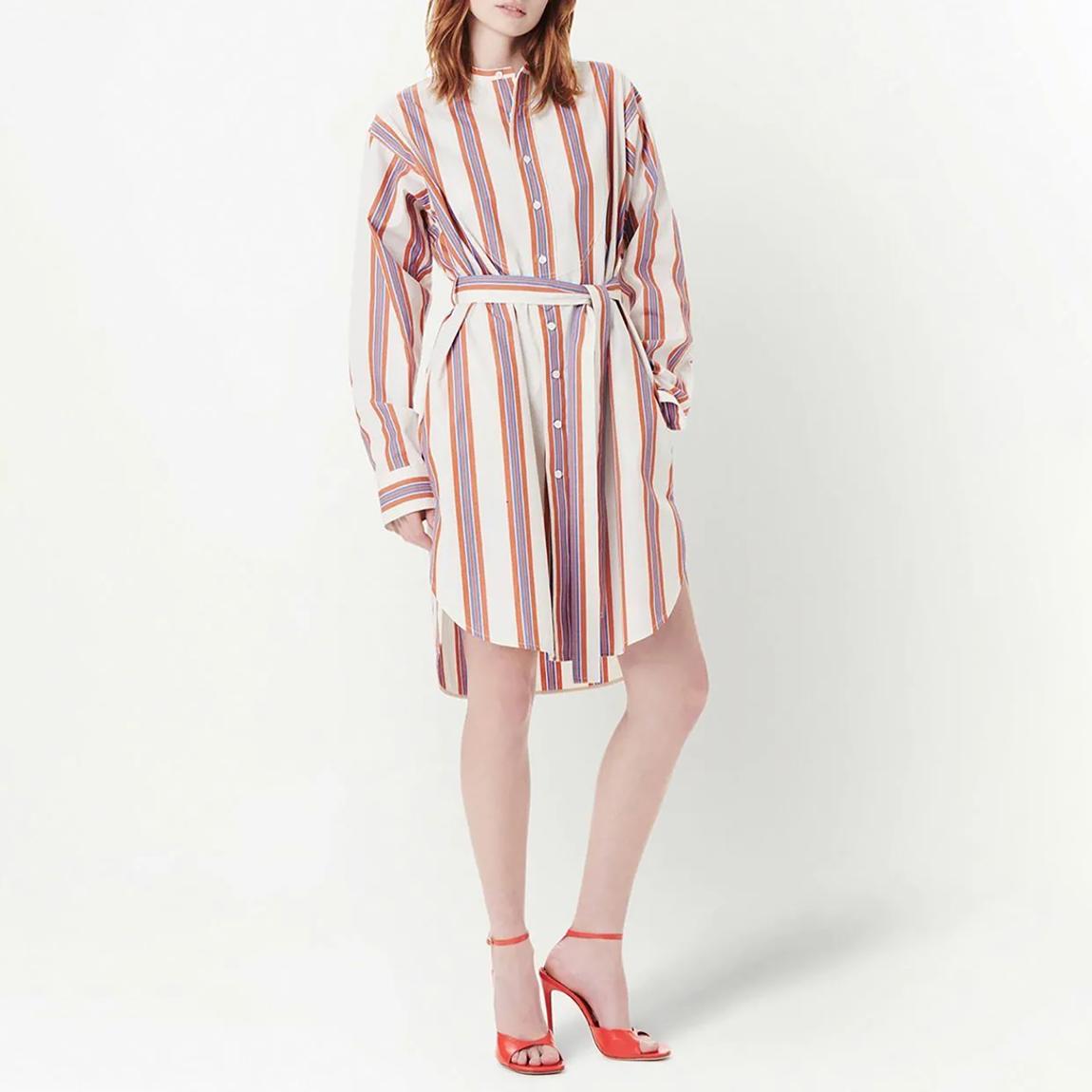 Red/Blue Stripe Cotton Shirt Dress main product photo