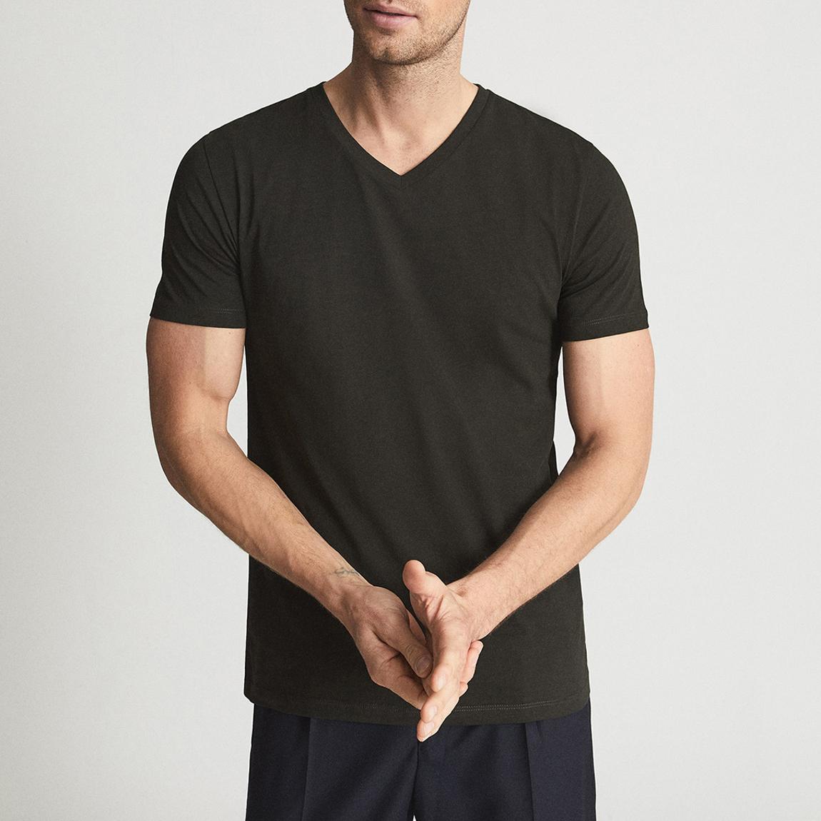 Dark Green Dayton V-Neck Cotton T-Shirt main product photo