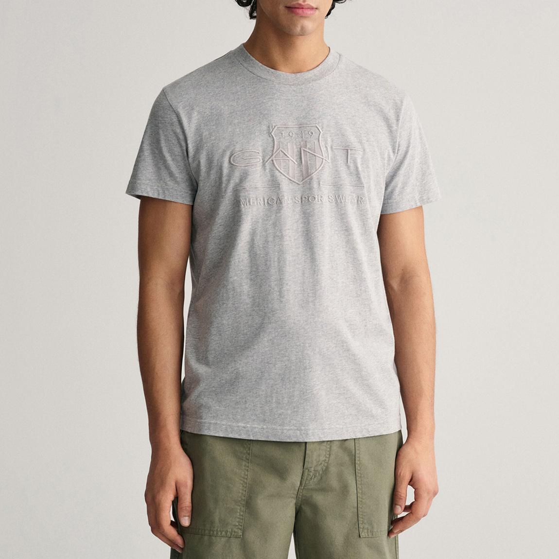 Grey Regular Tonal Shield Cotton T-Shirt main product photo