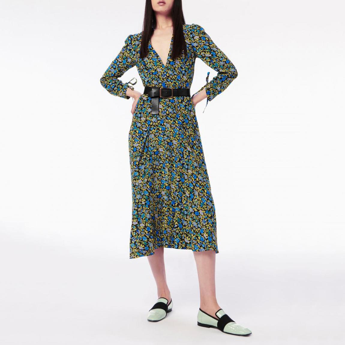 Multi Deep V Ruched Sleeve Midi Dress main product photo
