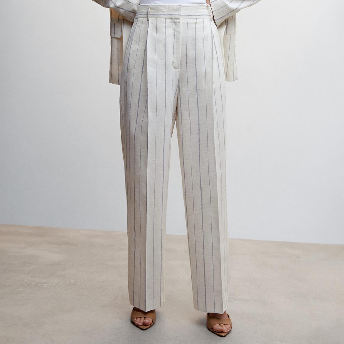 Off White Striped Suit Cotton Linen Blend Trousers main product photo